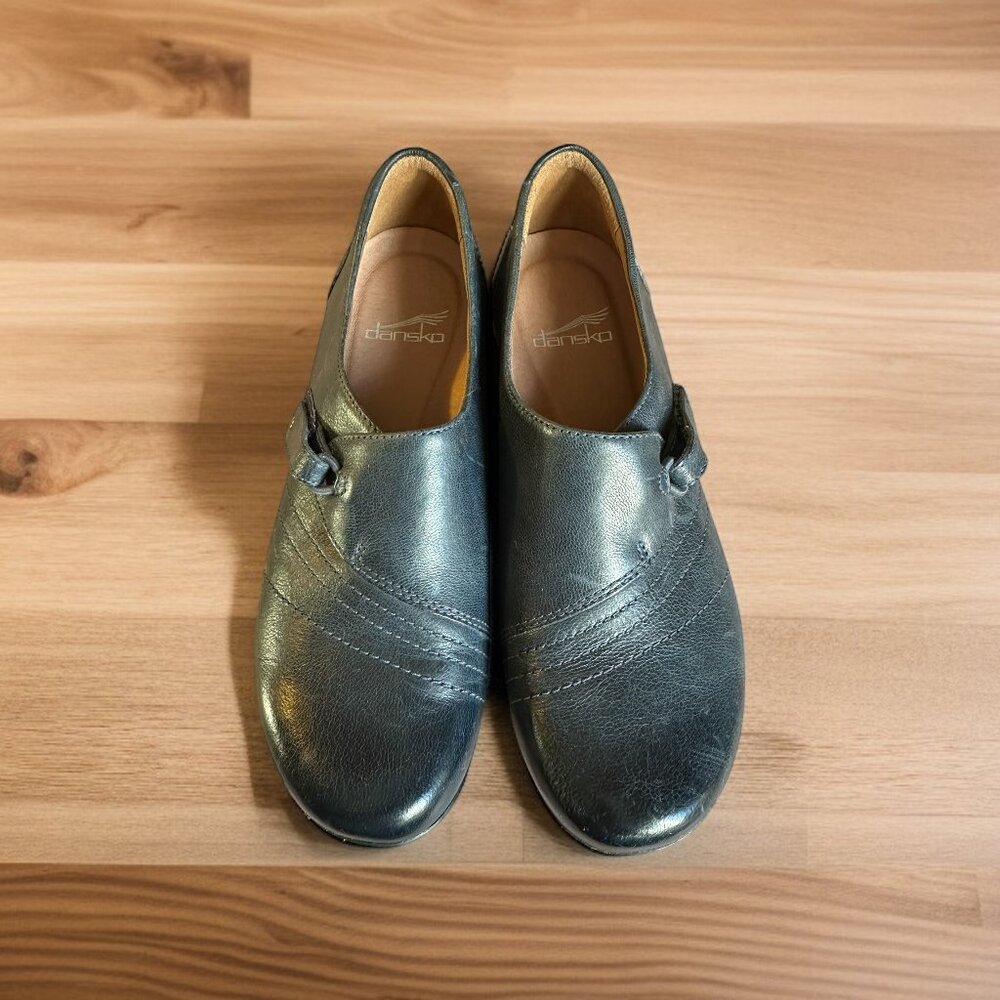 Dansko Franny Womens Navy Leather Slip On Loafers Size 6B